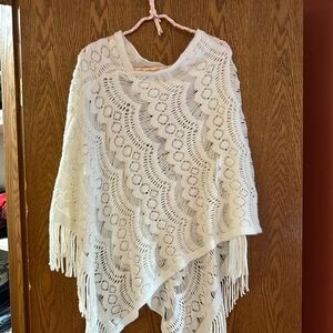 Cream crochet poncho